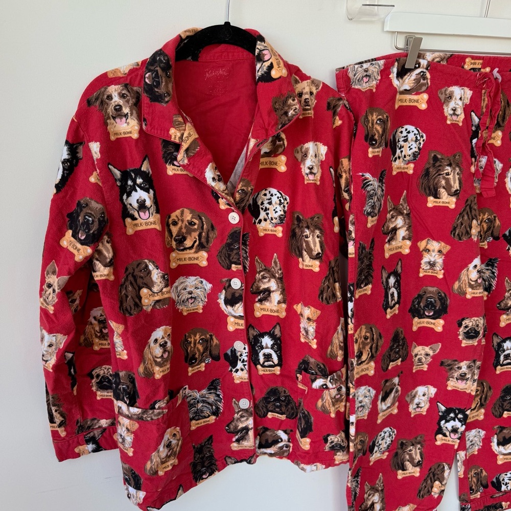 Nick & Nora Dogs Milk-bone Flannel Pajama Set in Red size large - Picture 3 of 9